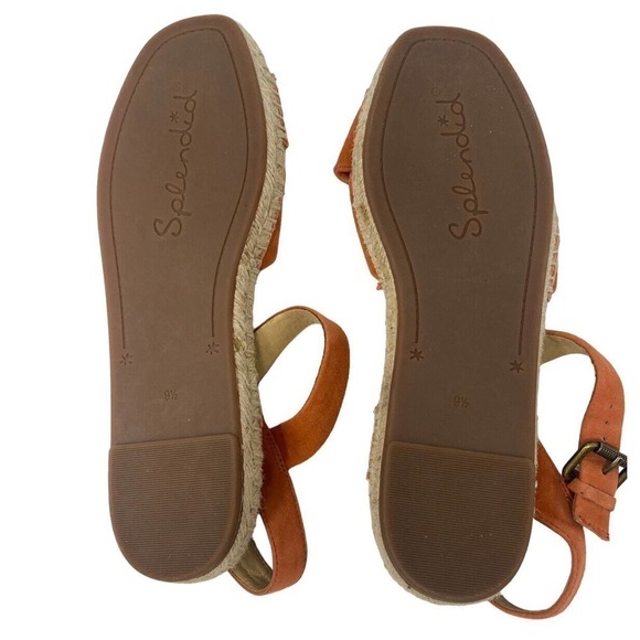 SPLENDID Women's Espadrille Wedge Sandal, Orange Fairfax Suede SZ 9.5 NEW - Picture 7 of 7